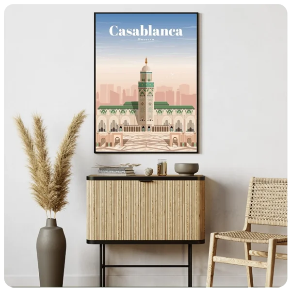 Casablanca Mosque Canvas Art | Moroccan Elegance