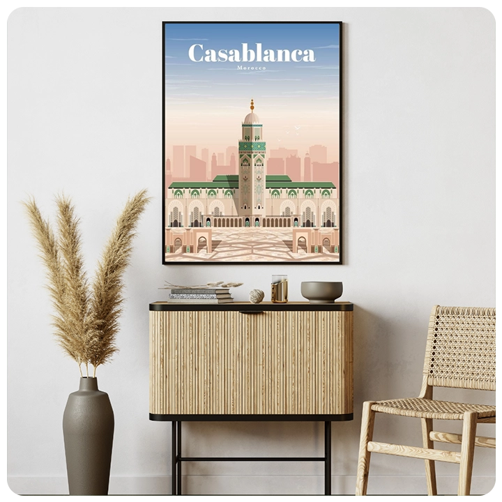 Casablanca Mosque Canvas Art | Moroccan Elegance