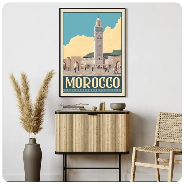 Moroccan Wall Art: Iconic Mosque Hassan II in Casablanca