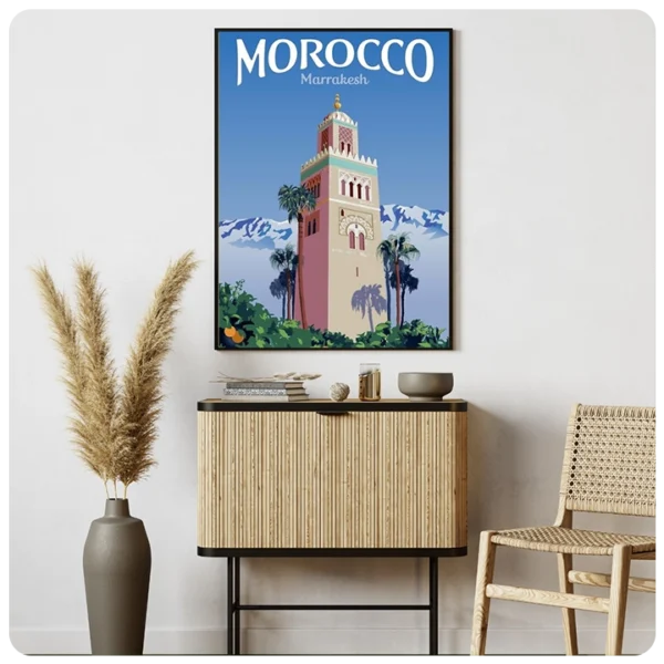 Marrakesh Wall Art: Capturing the Iconic Koutoubia Mosque in Moroccan Canvas Prints