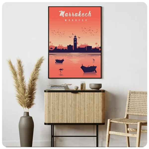 Marrakech Waterfront Silhouette Canvas Print