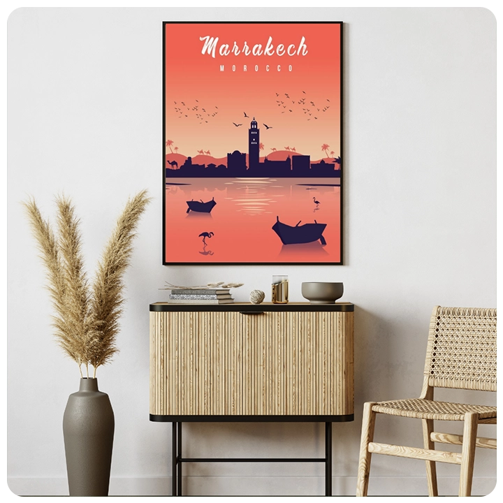 Marrakech Waterfront Silhouette Canvas Print