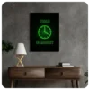 Time is Money Neon Green - Motivational Office Wall Art Canvas Print