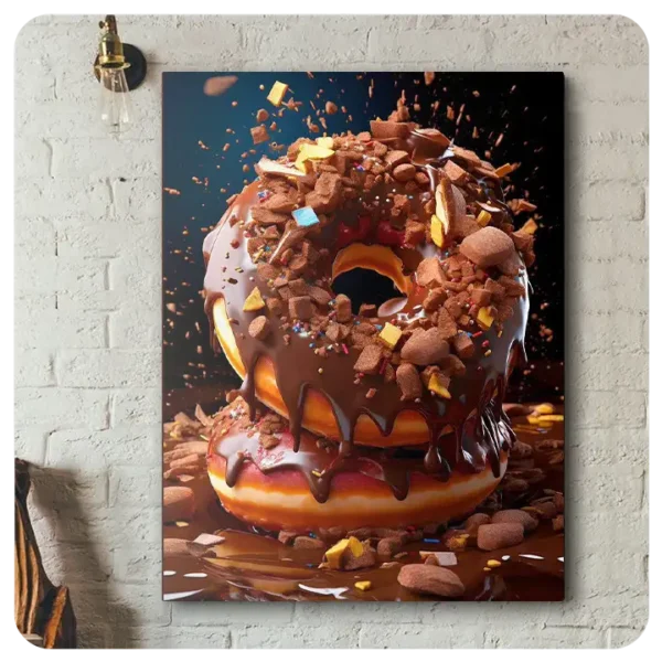 Indulgent Chocolate Donut Explosion - Sweet Pastry Canvas Art Print