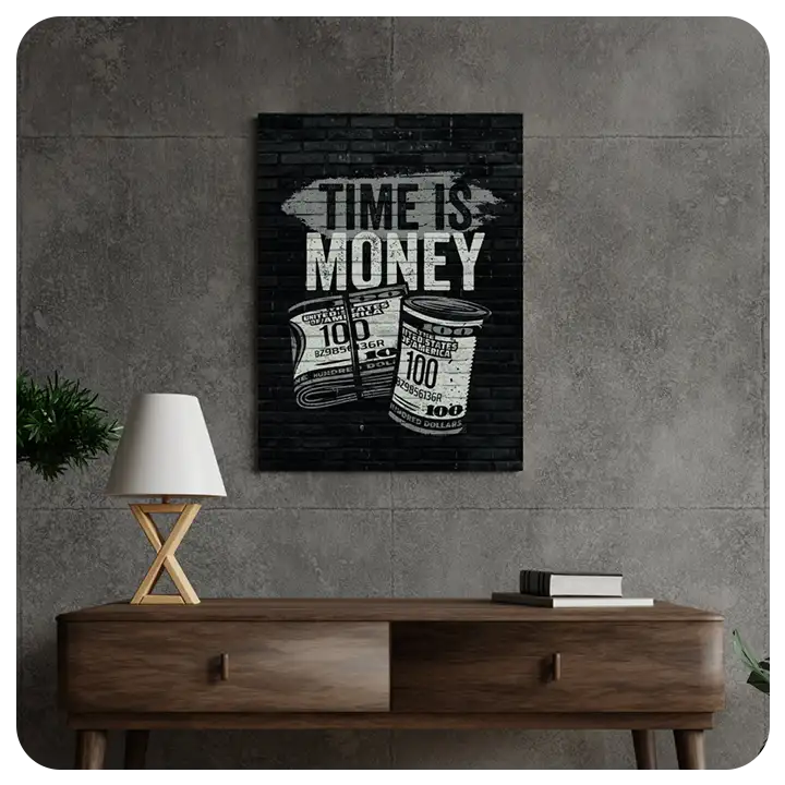 Time Is Money - Motivational Wall Canvas Art Print