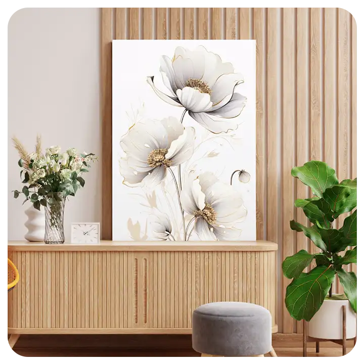 Elegant Floral Canvas Art – Luxurious Nature-Inspired Wall Decor