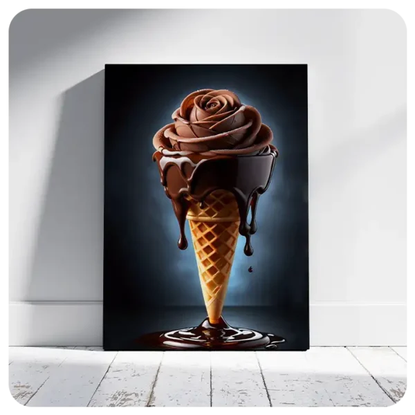 Delicious Chocolate Rose Ice Cream Cone Wall Art