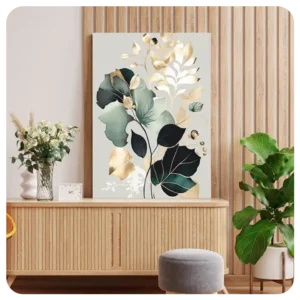 Botanical Elegance Canvas with Gold Accents