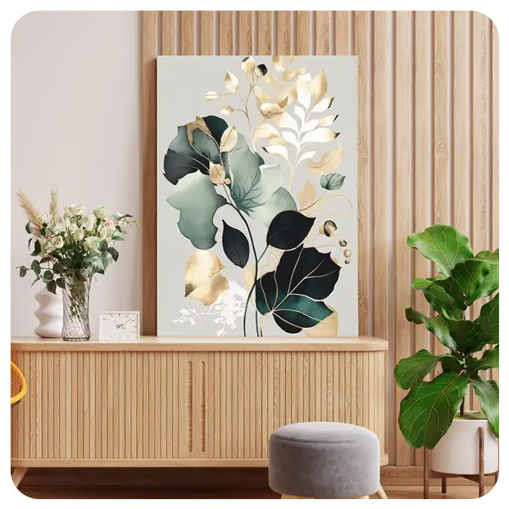 Botanical Elegance Canvas with Gold Accents