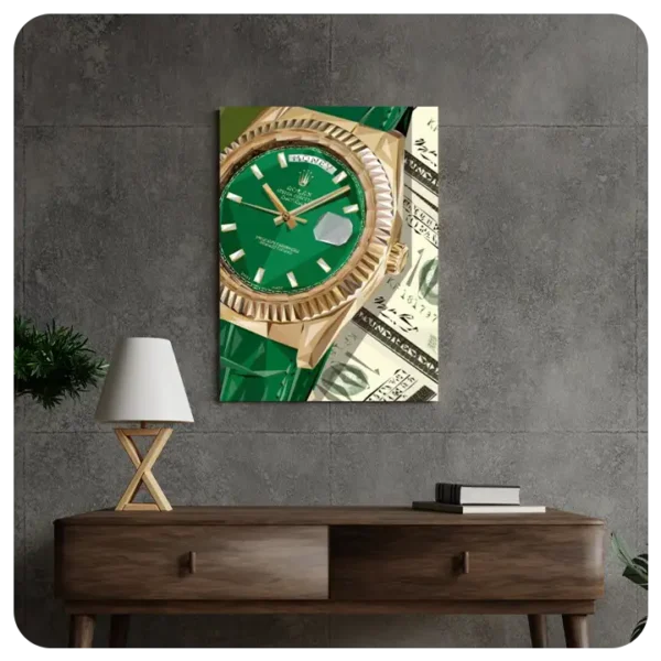 Luxury Time and Money - Gold Watch Canvas Art