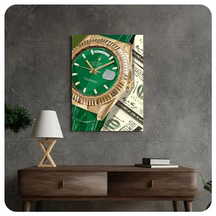 Luxury Time and Money - Gold Watch Canvas Art