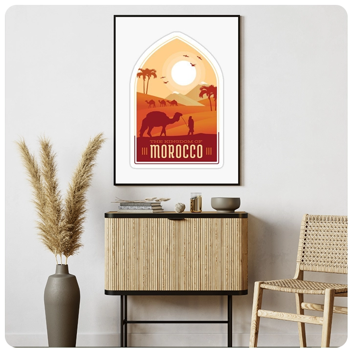 Camel Caravan at Sunset – Moroccan Desert Art