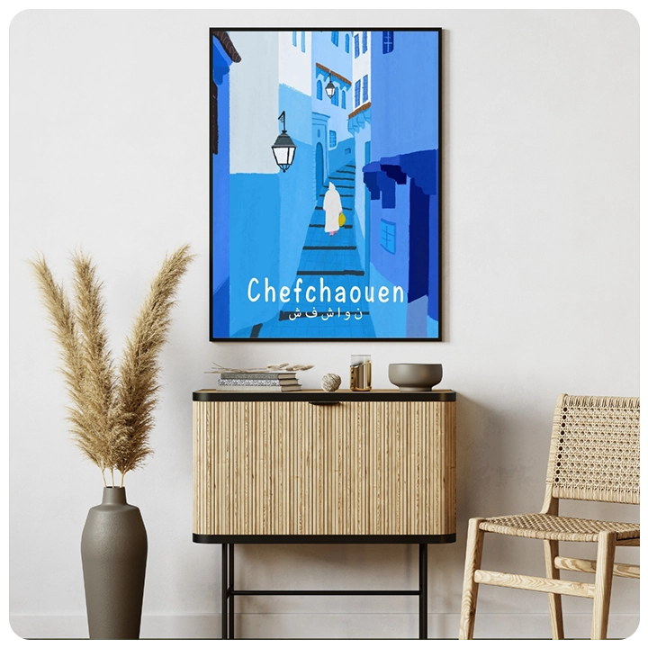 Chefchaouen Blue City Canvas Art – Moroccan Wall Decor