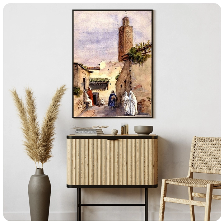 Vintage Marrakech Street Canvas Art – Authentic Moroccan Wall Decor