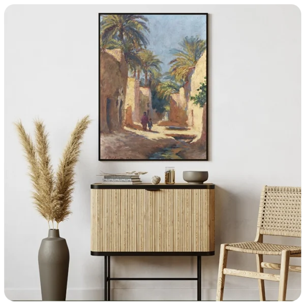 Moroccan Oasis Canvas Art – Desert Palm Landscape