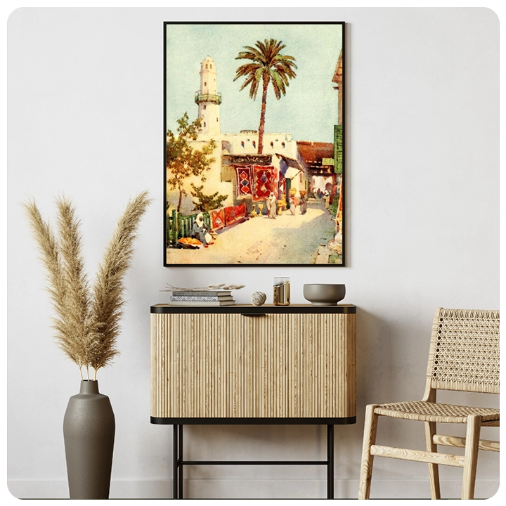 Vintage Moroccan Street Scene Canvas – A Glimpse into Morocco’s Rich Heritage