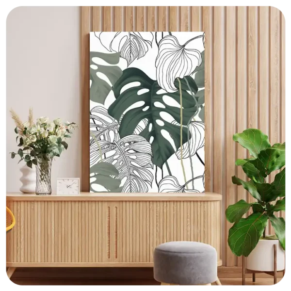 Tropical Leaf Abstract Canvas Art – Nature-Inspired