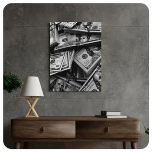 Money Stacks - Luxury Black & White Wall Art Canvas