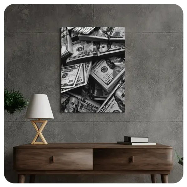 Money Stacks - Luxury Black & White Wall Art Canvas